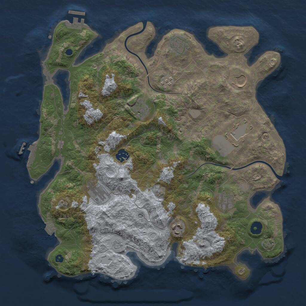 Rust Map: Procedural Map, Size: 3700, Seed: 68404607, 15 Monuments