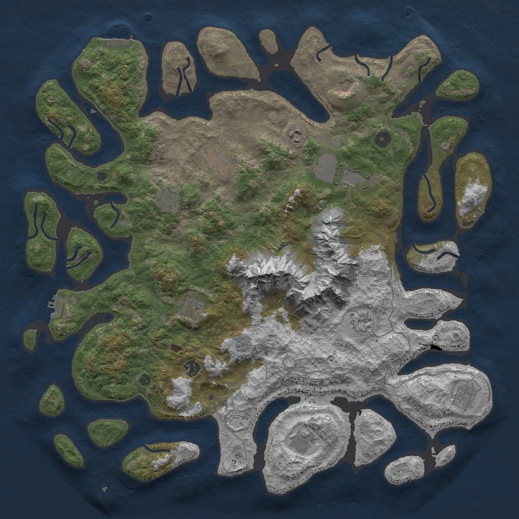 Rust Map: Procedural Map, Size: 5000, Seed: 1827, 22 Monuments