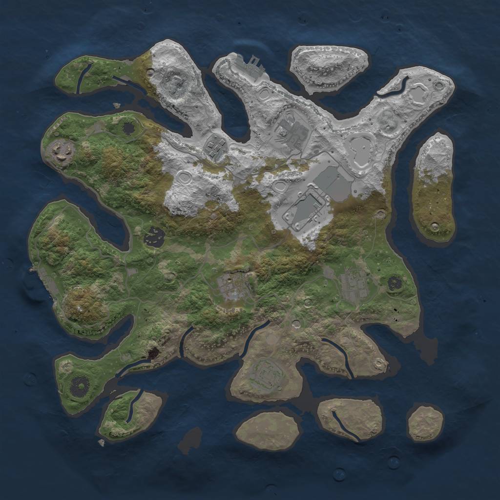 Rust Map: Procedural Map, Size: 3600, Seed: 1489565938, 19 Monuments