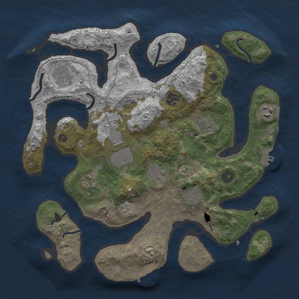 Rust Map: Procedural Map, Size: 3500, Seed: 267517413, 20 Monuments