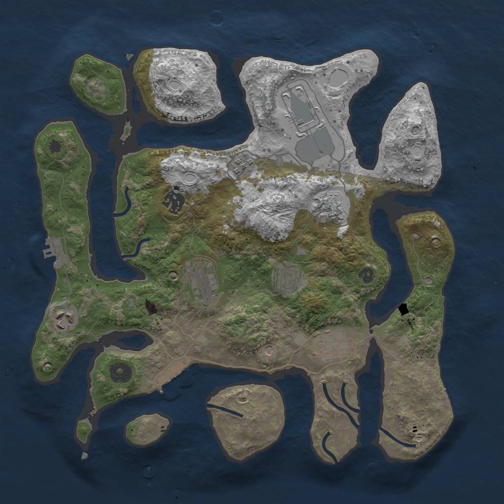 Rust Map: Procedural Map, Size: 3500, Seed: 545345, 19 Monuments