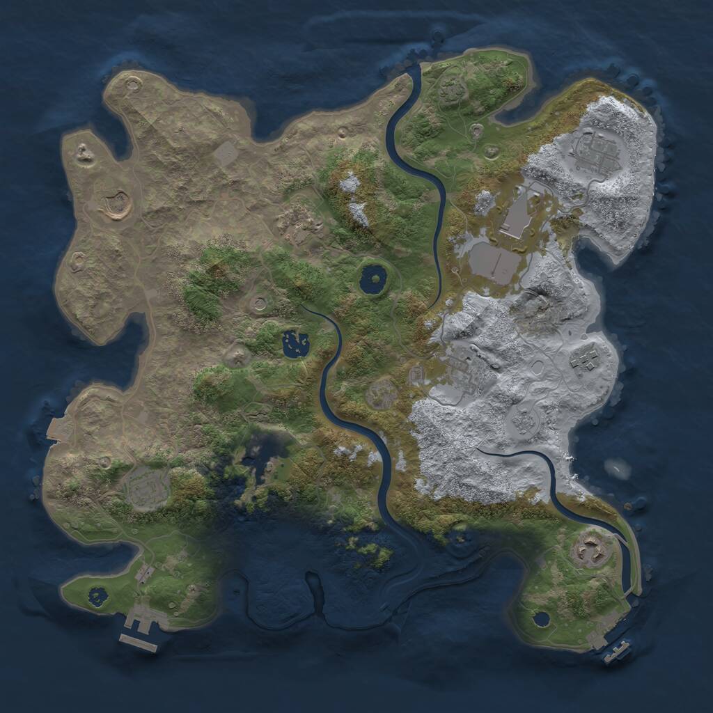 Rust Map: Procedural Map, Size: 3750, Seed: 1483029902, 16 Monuments