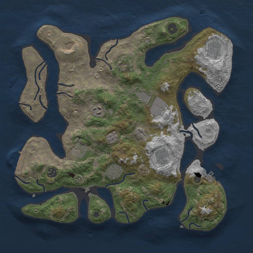 Rust Map: Procedural Map, Size: 3750, Seed: 1483029902, 21 Monuments