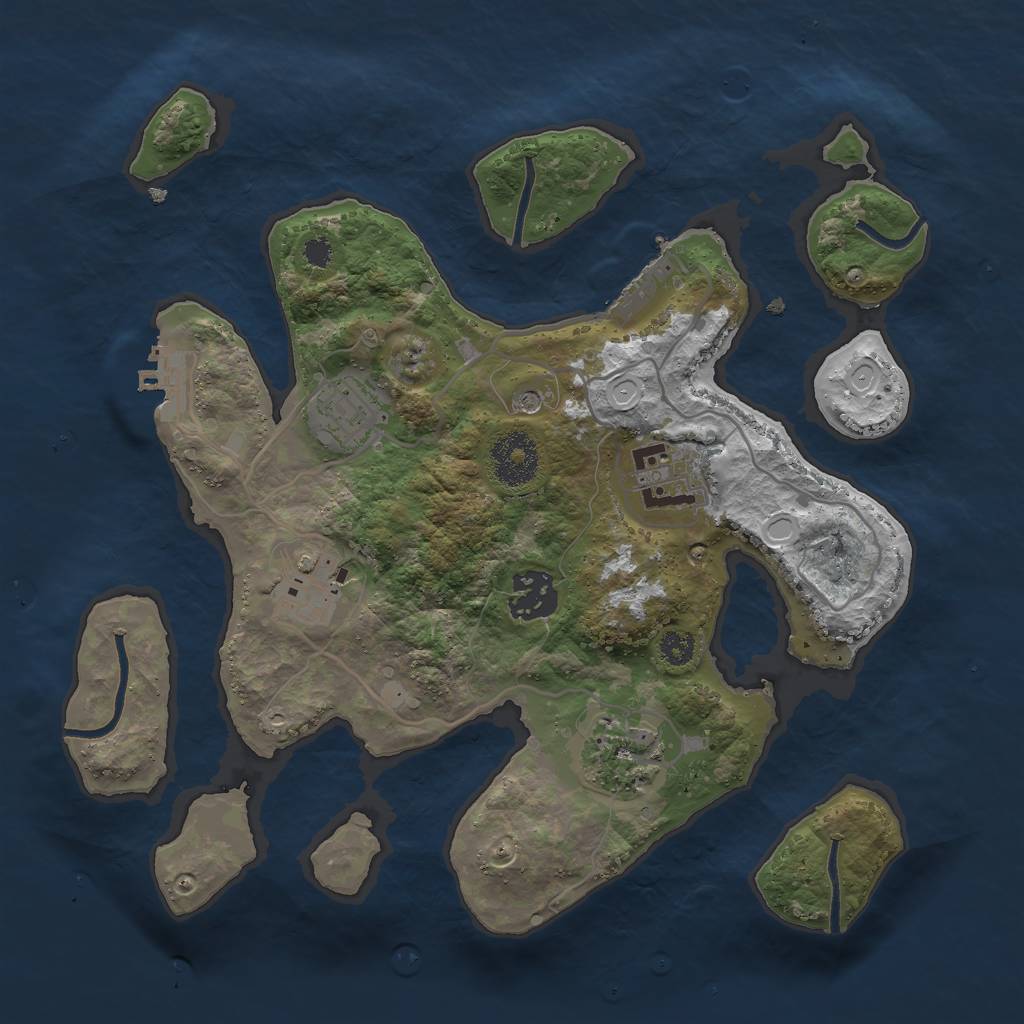 Rust Map: Procedural Map, Size: 3000, Seed: 1372694239, 16 Monuments