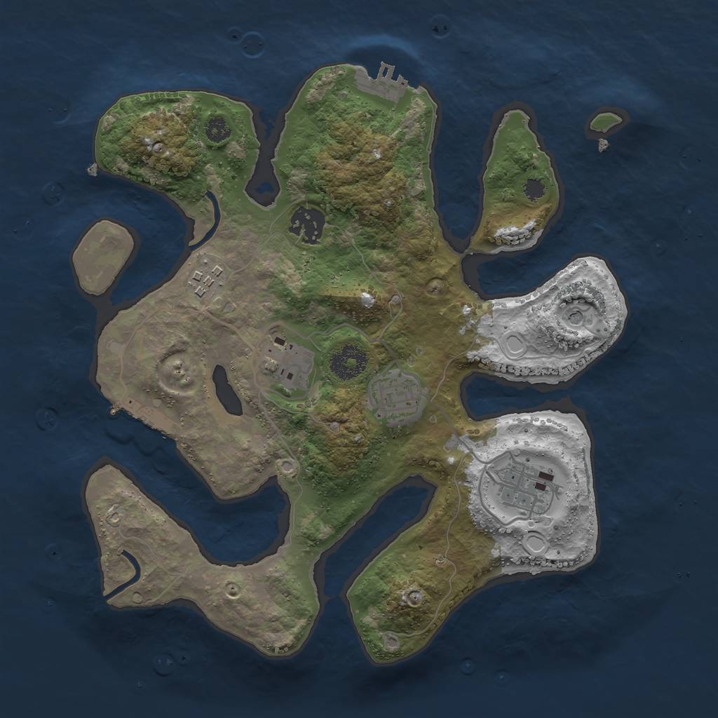 Rust Map: Procedural Map, Size: 3000, Seed: 951849318, 16 Monuments