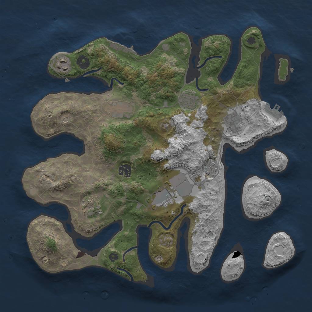 Rust Map: Procedural Map, Size: 3500, Seed: 1458615643, 19 Monuments