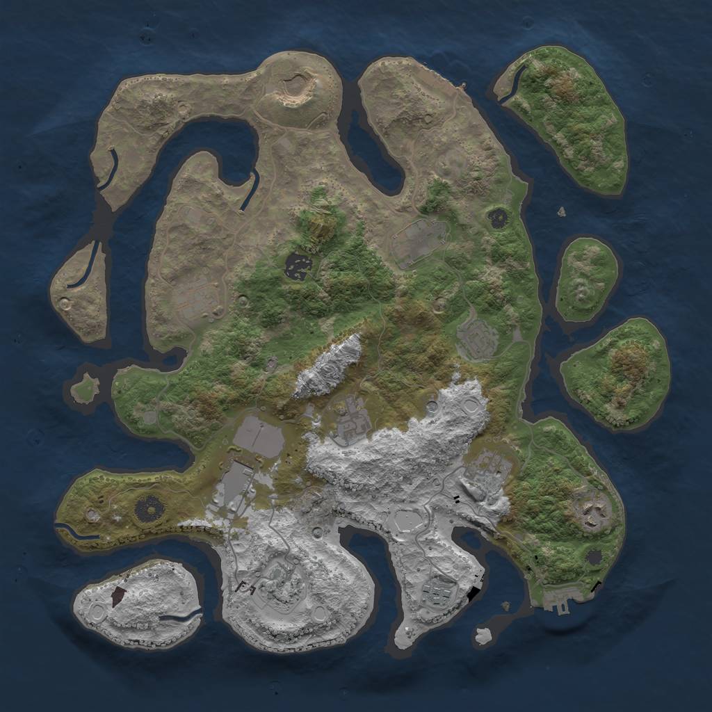 Rust Map: Procedural Map, Size: 3850, Seed: 803013392, 22 Monuments