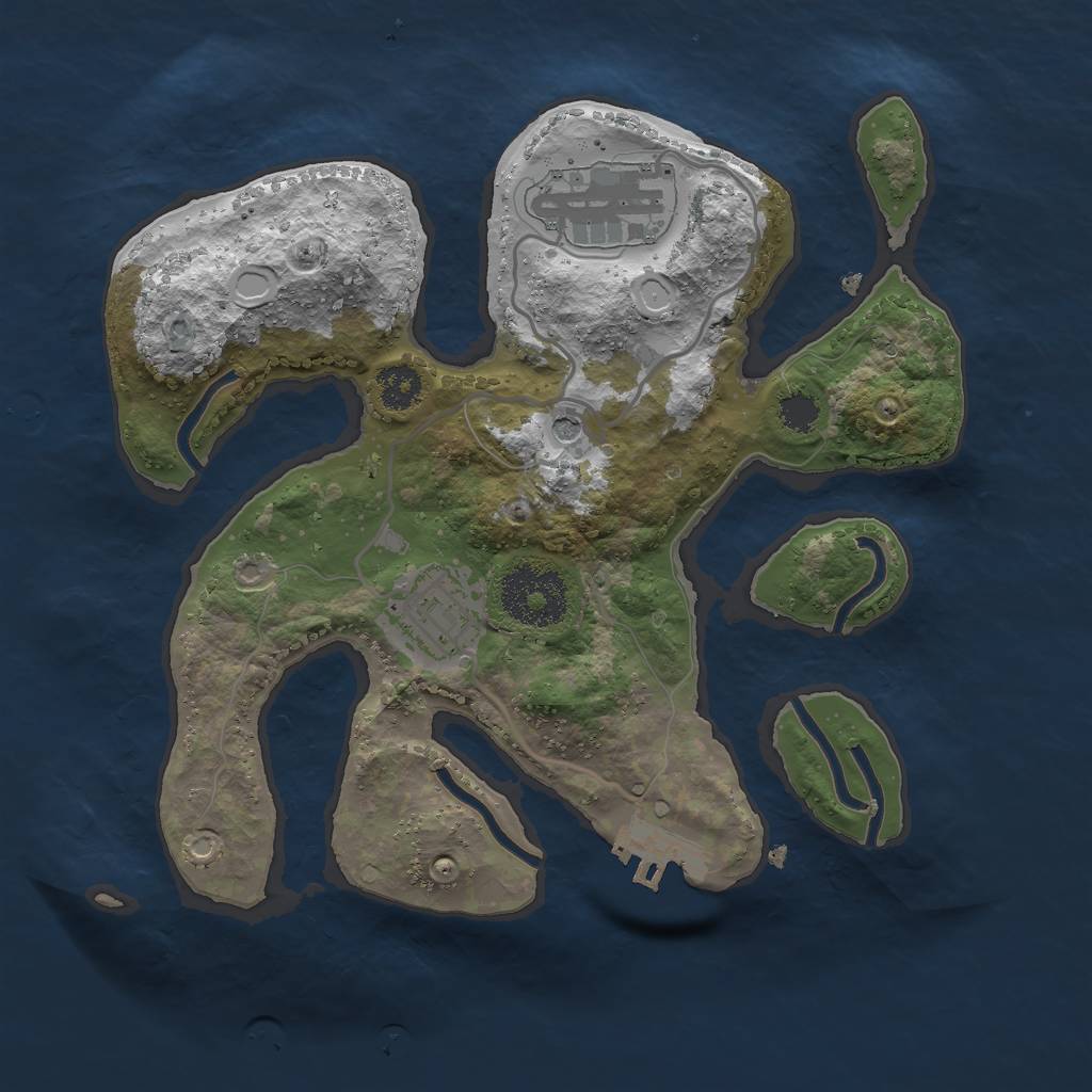 Rust Map: Procedural Map, Size: 2500, Seed: 50100, 12 Monuments