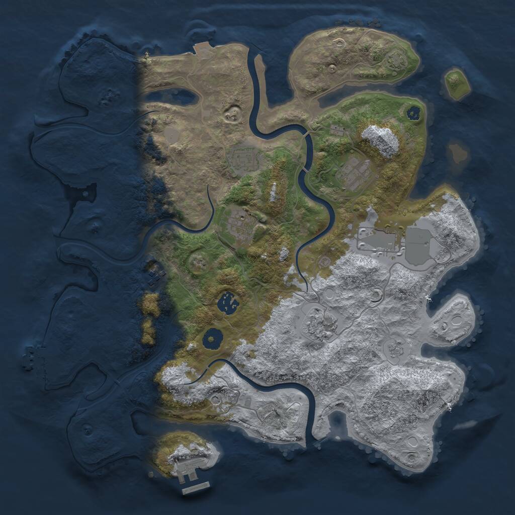 Rust Map: Procedural Map, Size: 3700, Seed: 1915421717, 13 Monuments