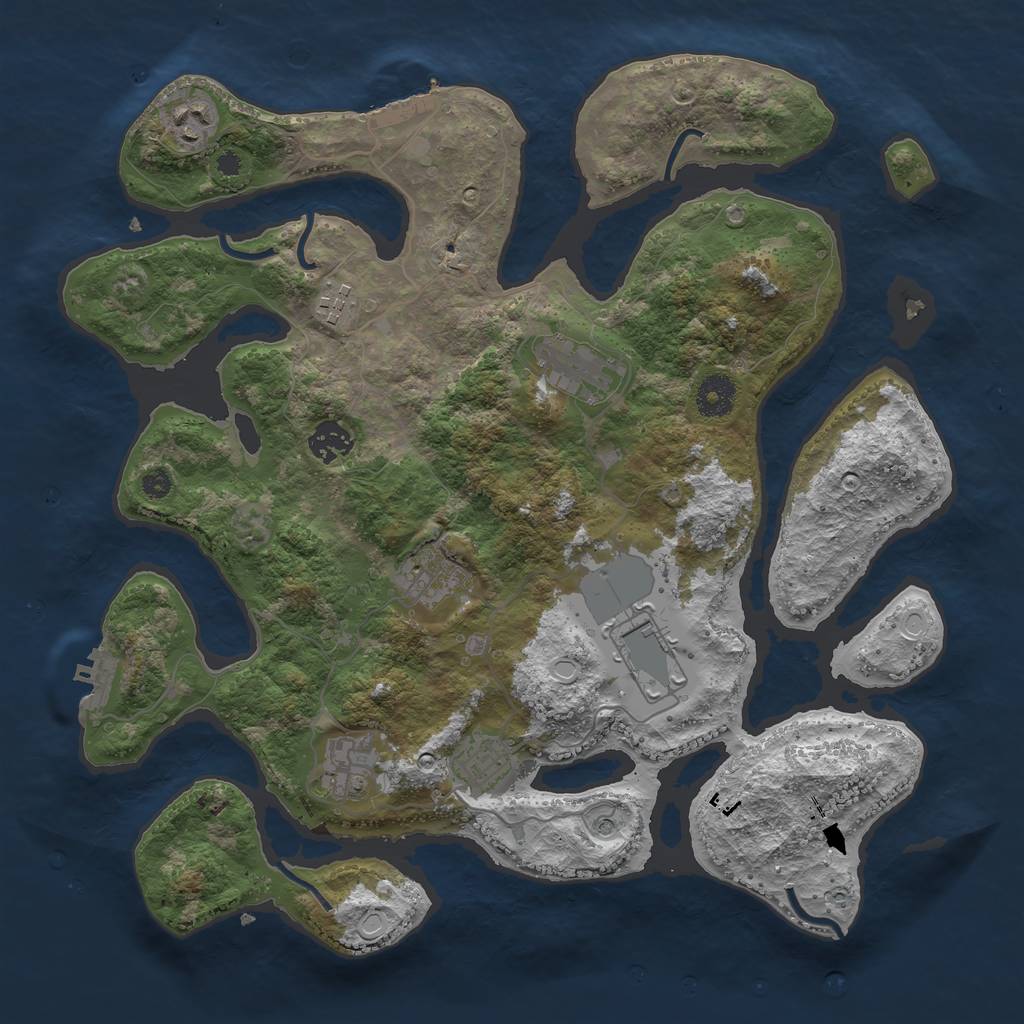 Rust Map: Procedural Map, Size: 3700, Seed: 1915421717, 19 Monuments