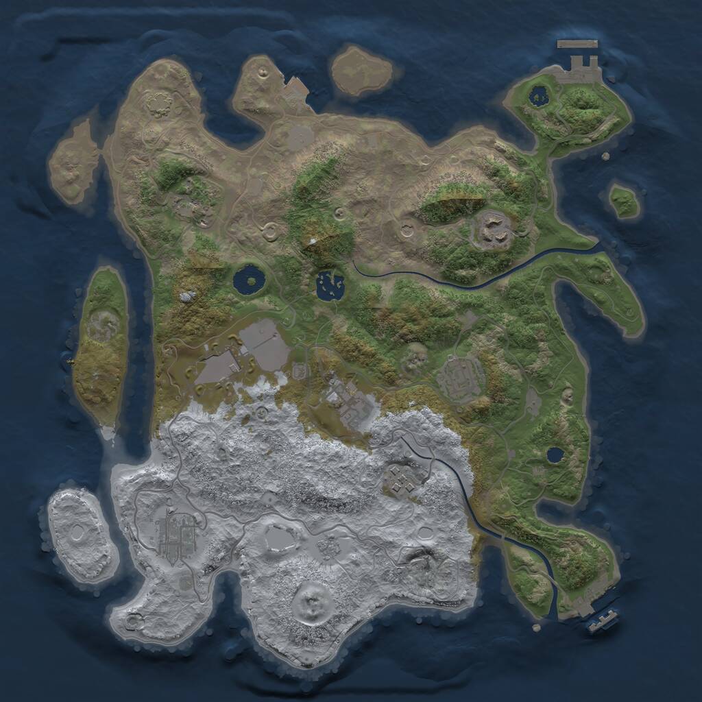 Rust Map: Procedural Map, Size: 3500, Seed: 319907, 14 Monuments