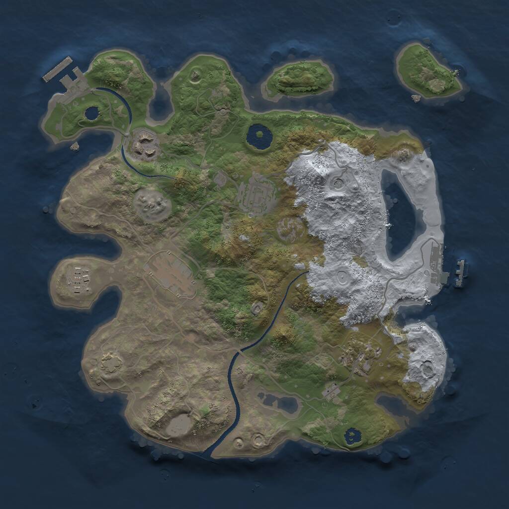 Rust Map: Procedural Map, Size: 3000, Seed: 1793197, 10 Monuments