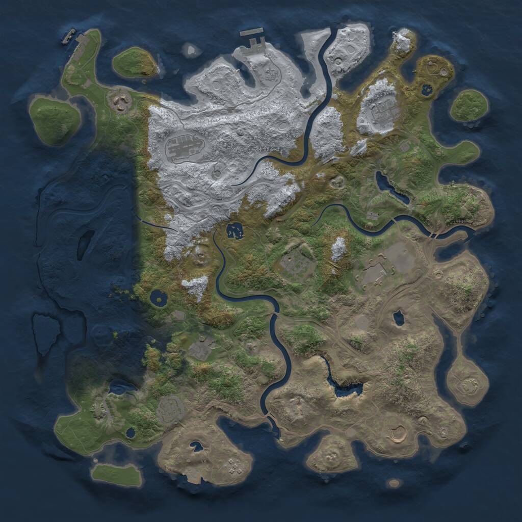 Rust Map: Procedural Map, Size: 4500, Seed: 30608, 16 Monuments