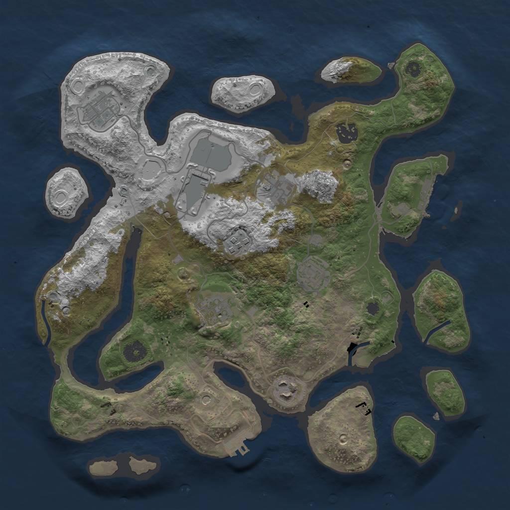 Rust Map: Procedural Map, Size: 3500, Seed: 689547132, 19 Monuments