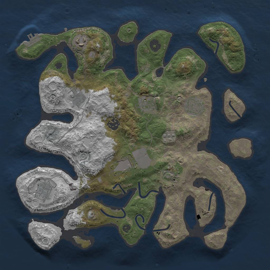 Rust Map: Procedural Map, Size: 3500, Seed: 2146314, 19 Monuments