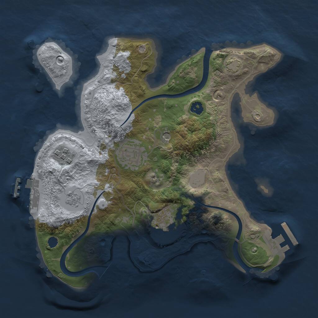 Rust Map: Procedural Map, Size: 2500, Seed: 1618076919, 9 Monuments