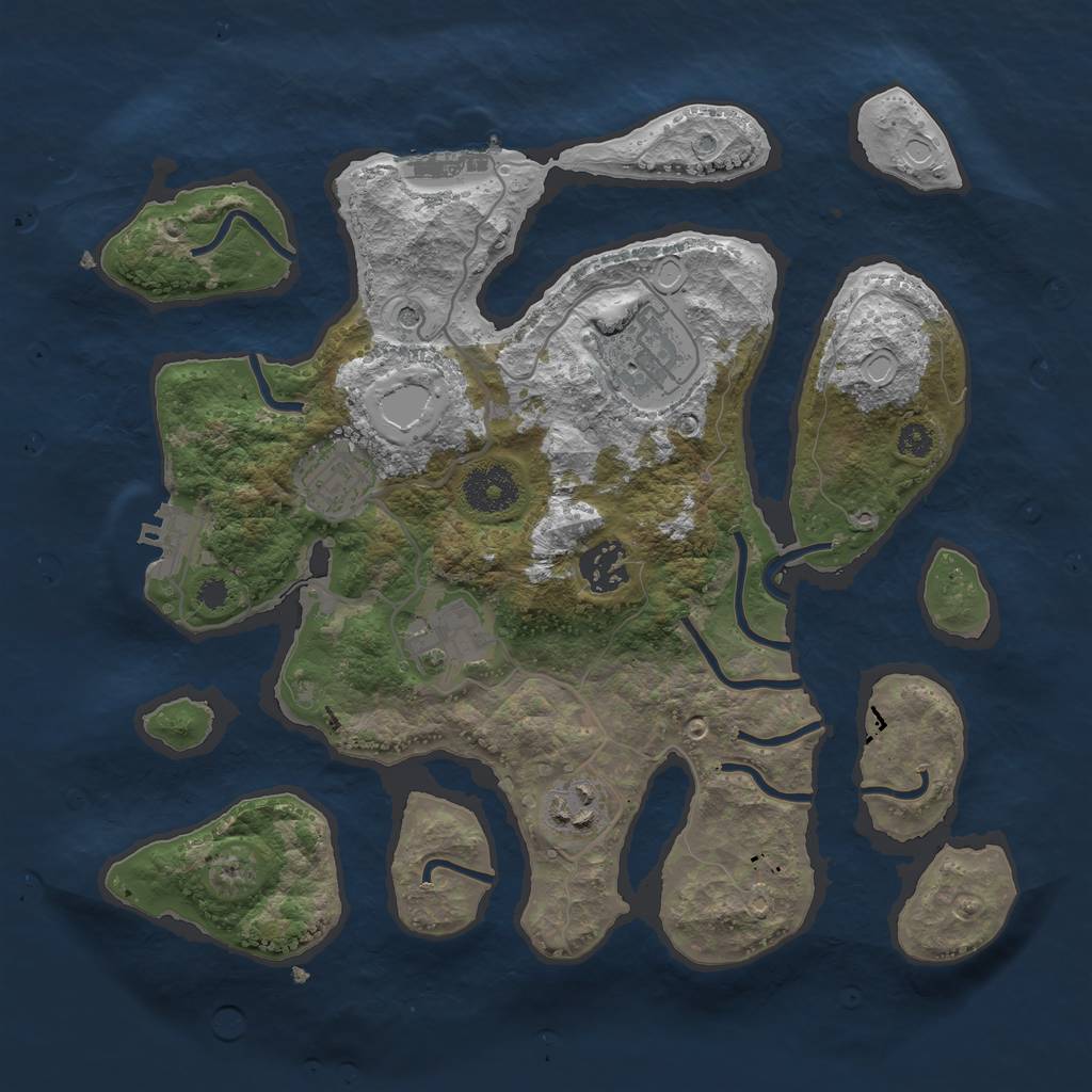 Rust Map: Procedural Map, Size: 3200, Seed: 2423051, 16 Monuments