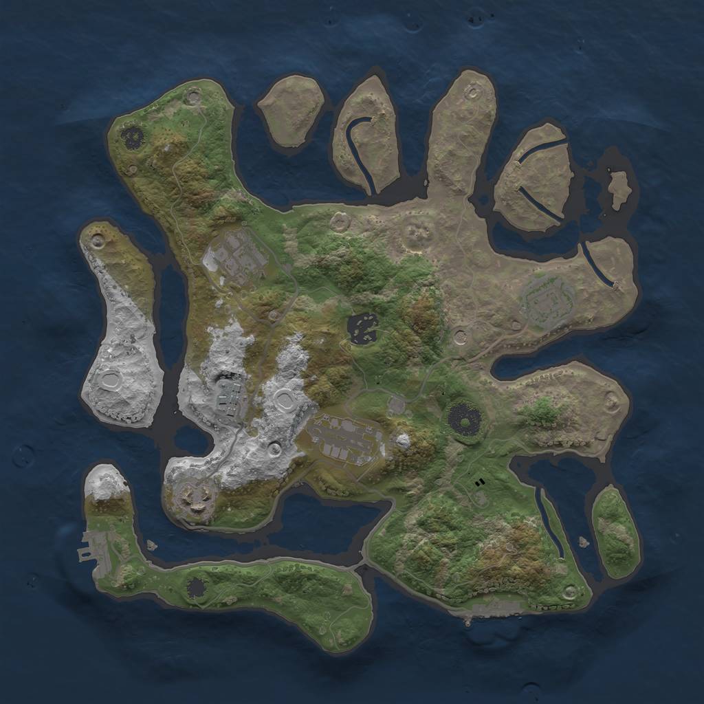 Rust Map: Procedural Map, Size: 3200, Seed: 1492507249, 17 Monuments