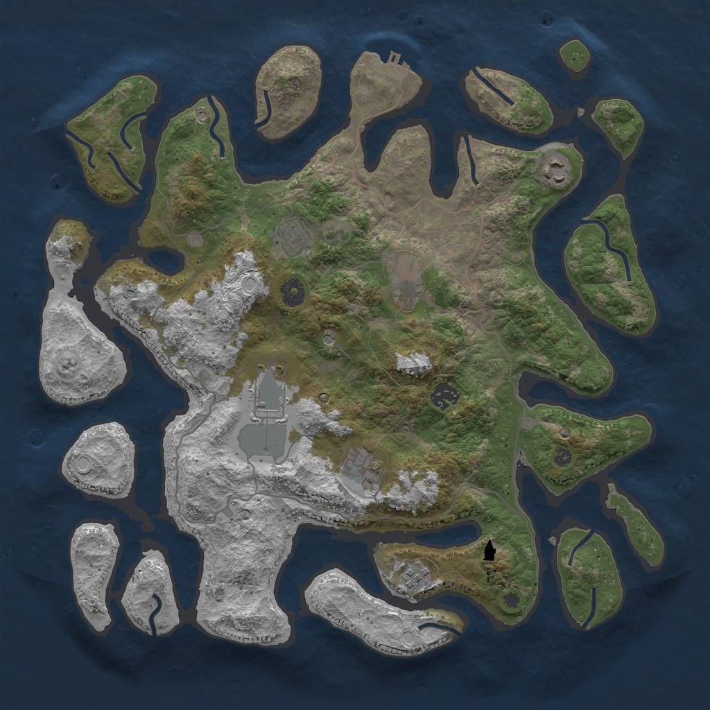 Rust Map: Procedural Map, Size: 4000, Seed: 7864564, 17 Monuments