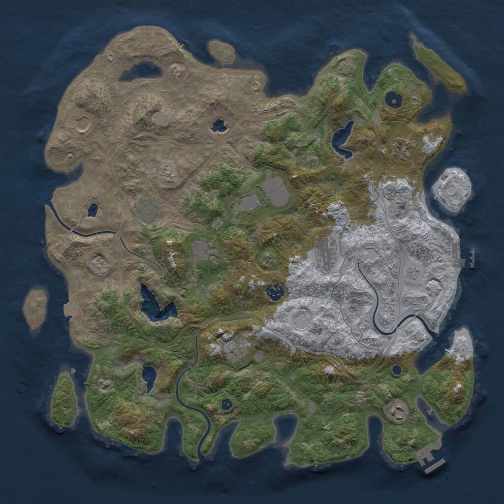 Rust Map: Procedural Map, Size: 4500, Seed: 23462, 16 Monuments
