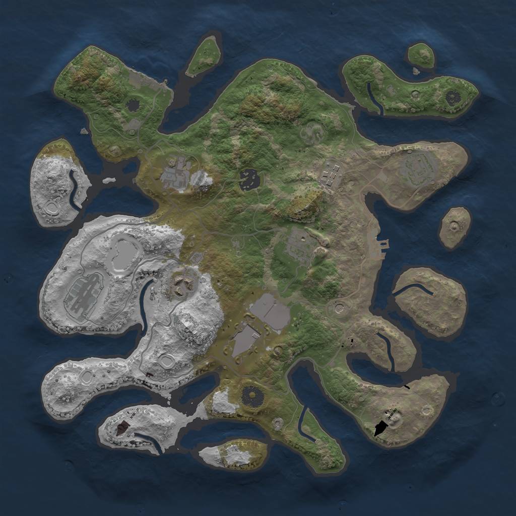Rust Map: Procedural Map, Size: 3500, Seed: 429091, 19 Monuments