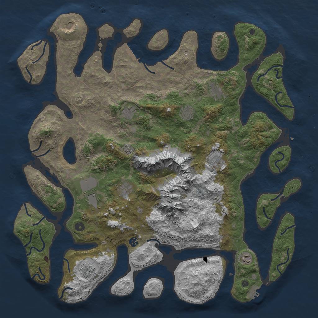 Rust Map: Procedural Map, Size: 5000, Seed: 606, 22 Monuments