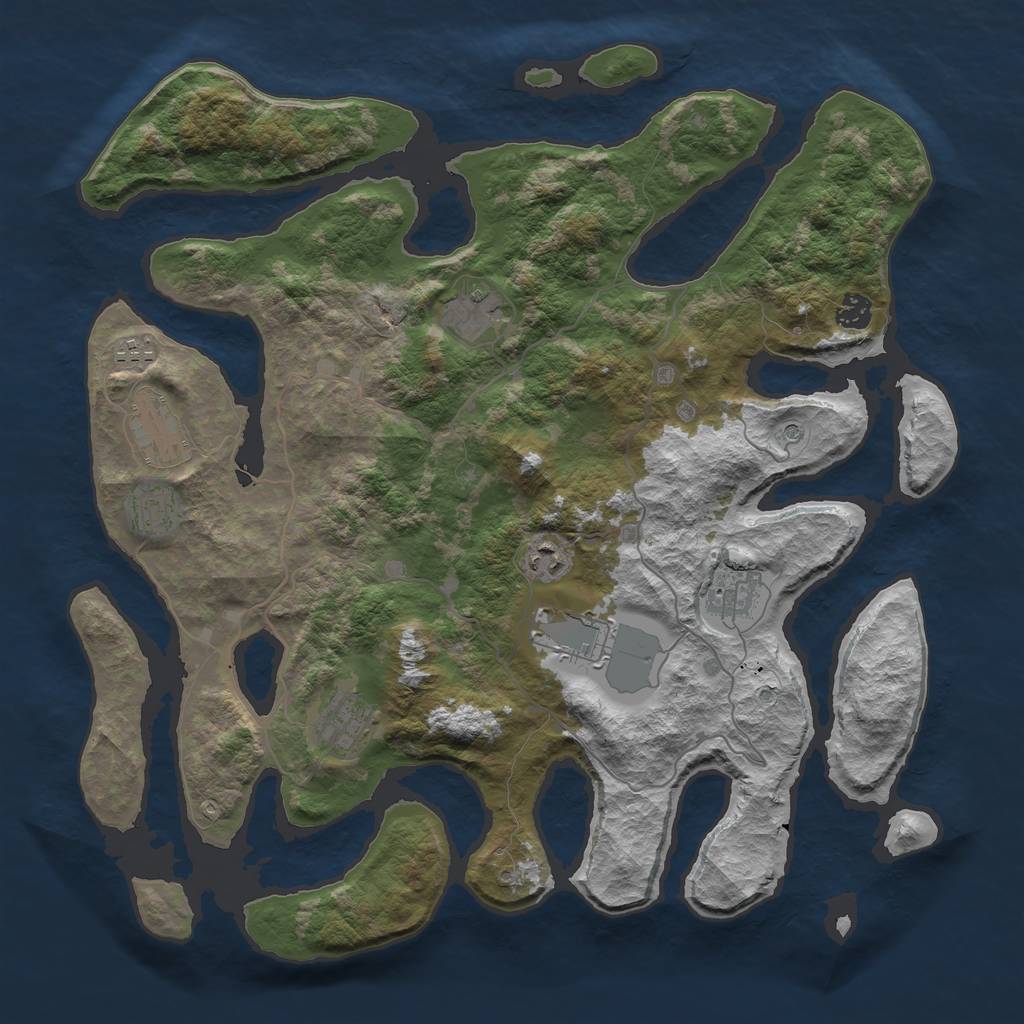 Rust Map: Barren, Size: 4200, Seed: 10, 12 Monuments