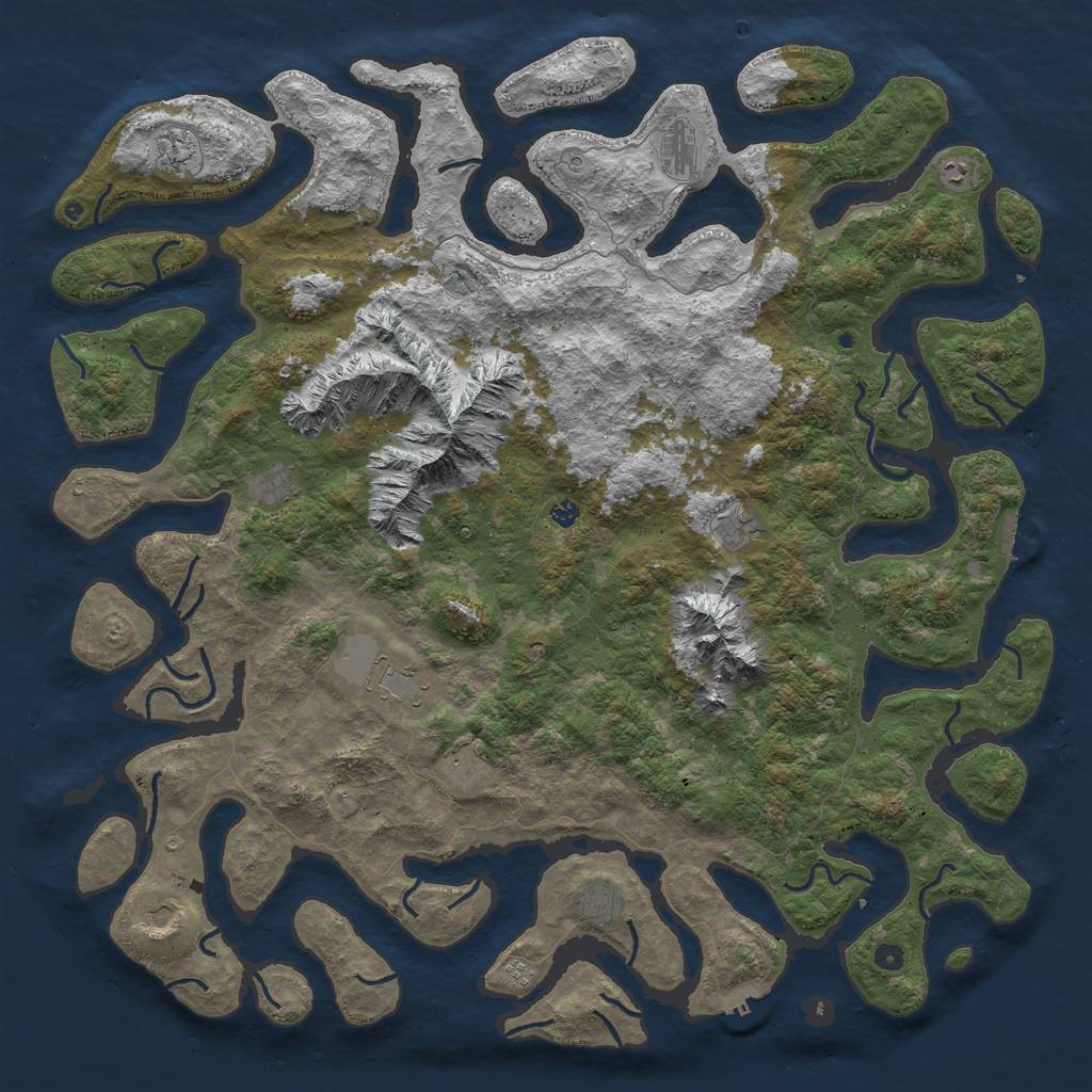 Rust Map: Procedural Map, Size: 6000, Seed: 727374, 22 Monuments