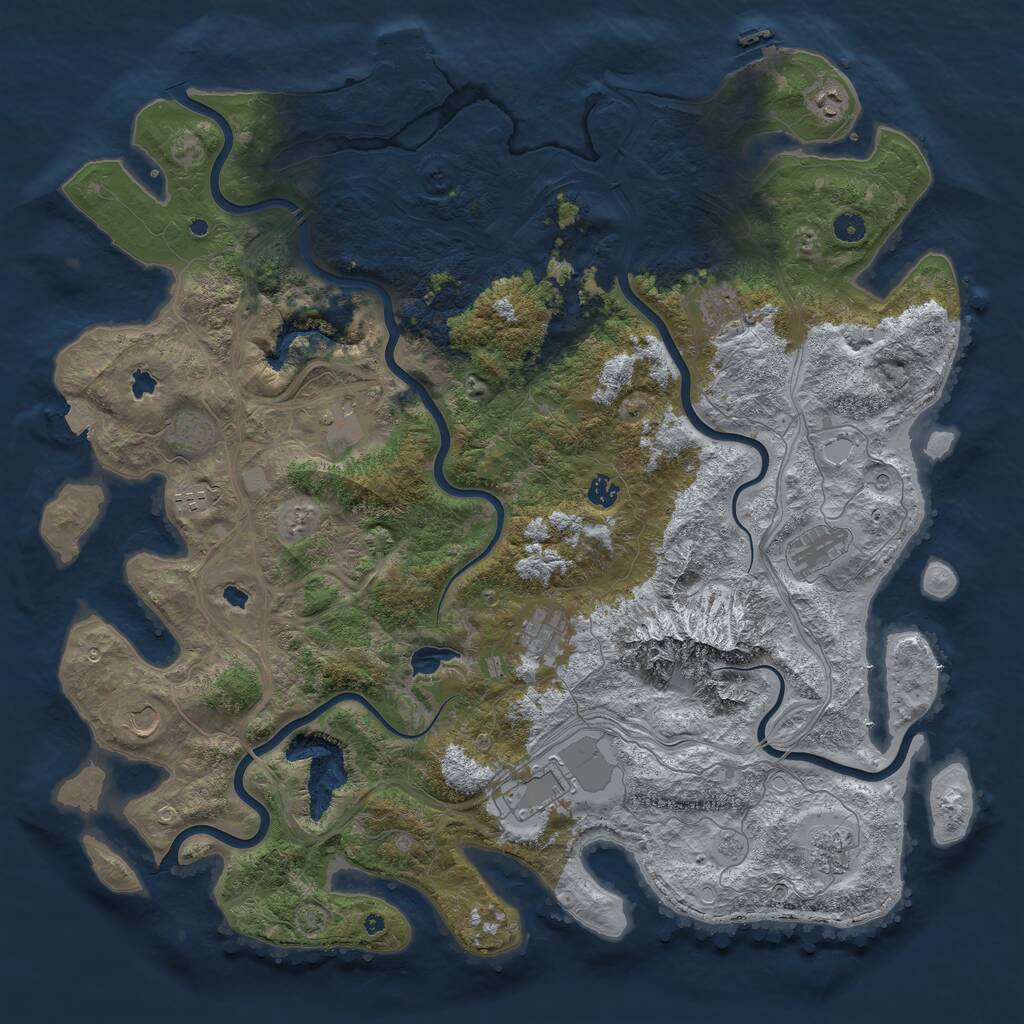 Rust Map: Procedural Map, Size: 5000, Seed: 500500, 17 Monuments