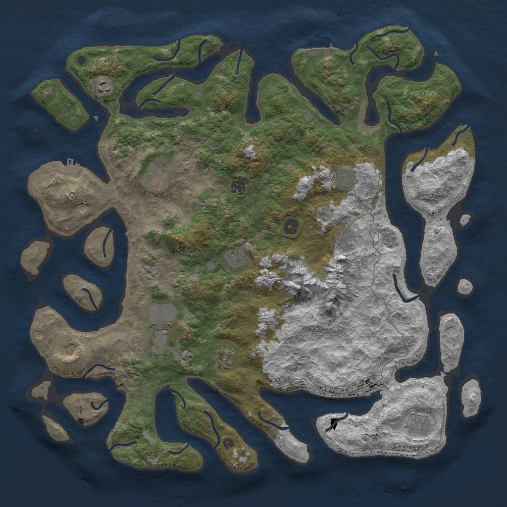 Rust Map: Procedural Map, Size: 5000, Seed: 500500, 22 Monuments