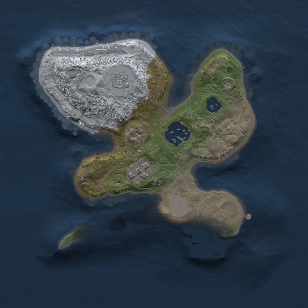 Rust Map: Procedural Map, Size: 2000, Seed: 74623, 5 Monuments