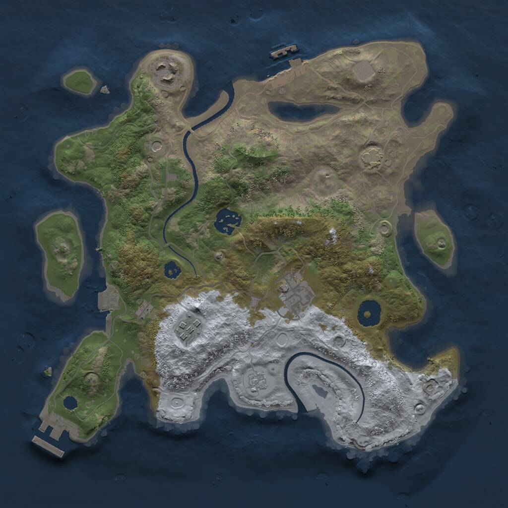 Rust Map: Procedural Map, Size: 3000, Seed: 96024, 10 Monuments
