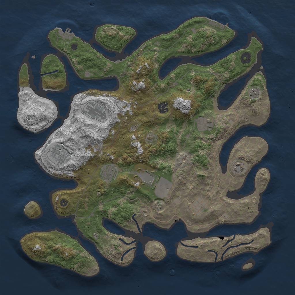 Rust Map: Procedural Map, Size: 4000, Seed: 45745, 20 Monuments