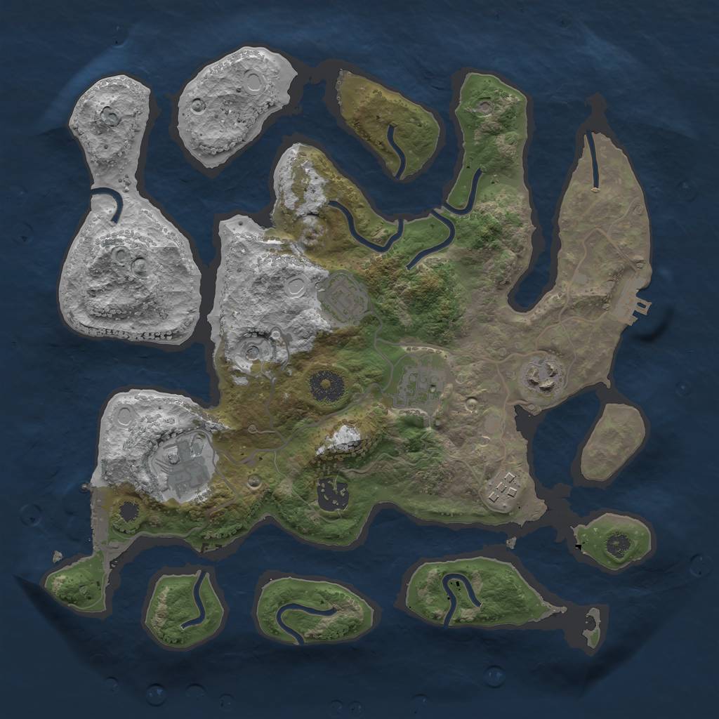 Rust Map: Procedural Map, Size: 3200, Seed: 661347, 17 Monuments