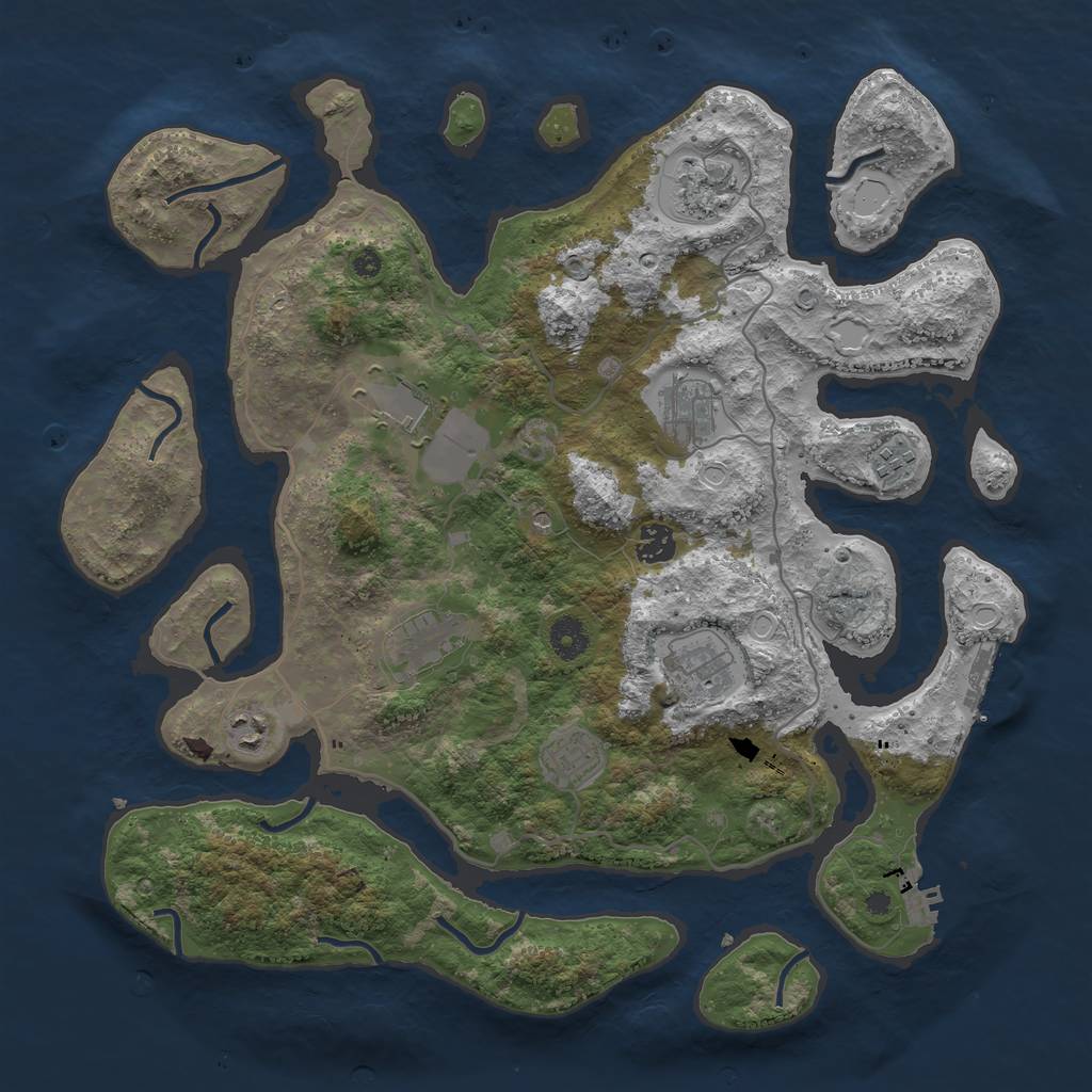 Rust Map: Procedural Map, Size: 4000, Seed: 24971065, 20 Monuments