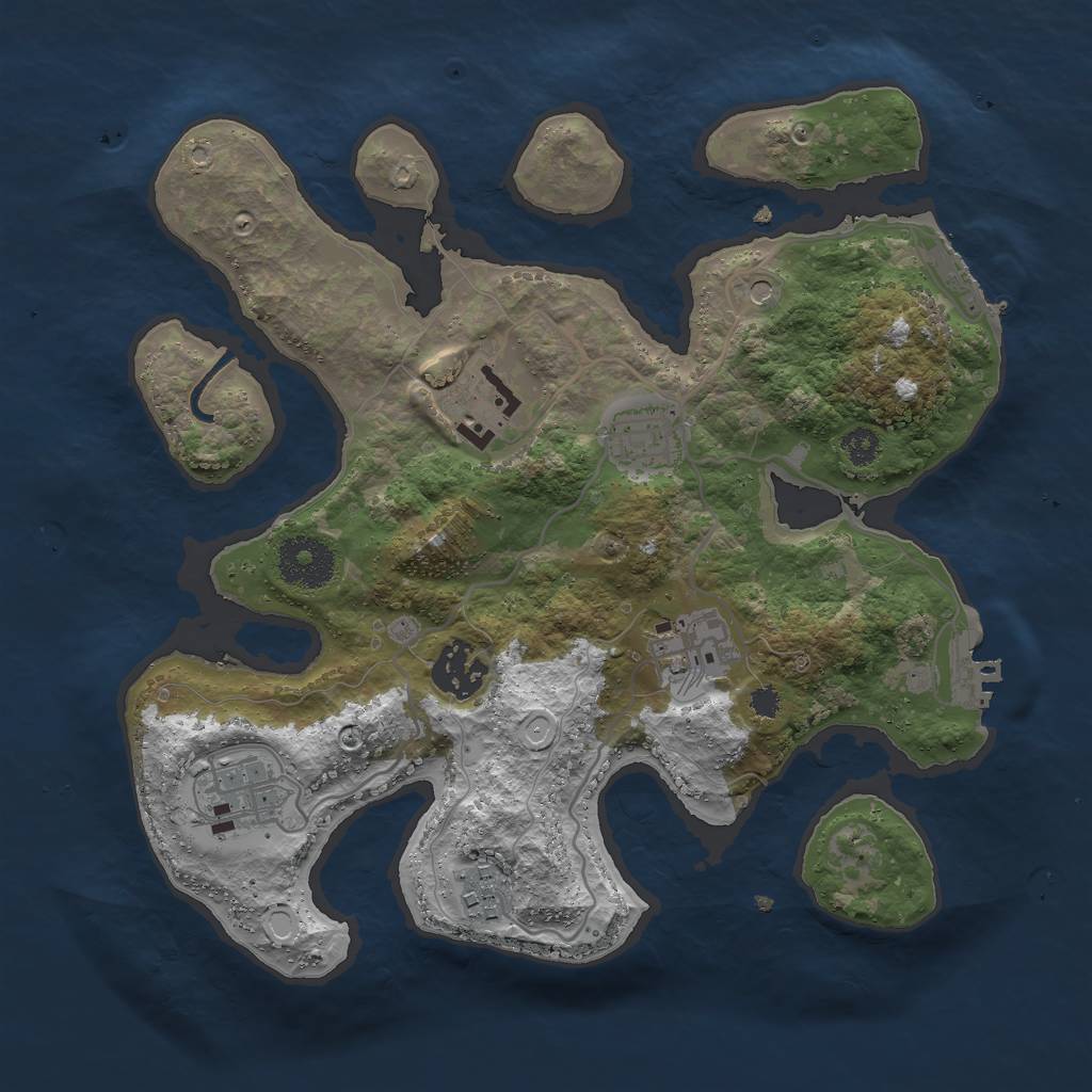 Rust Map: Procedural Map, Size: 3000, Seed: 545, 17 Monuments