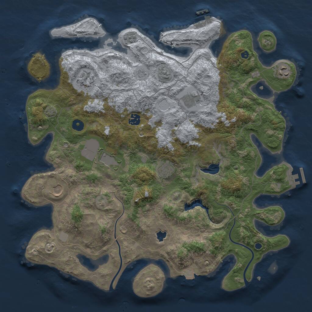 Rust Map: Procedural Map, Size: 4000, Seed: 8451, 14 Monuments