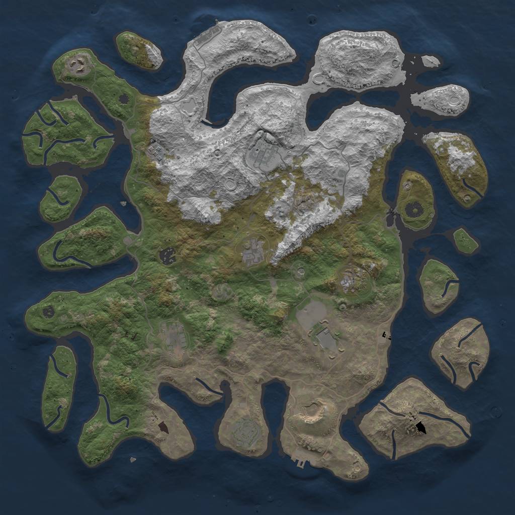 Rust Map: Procedural Map, Size: 4500, Seed: 1405031635, 21 Monuments