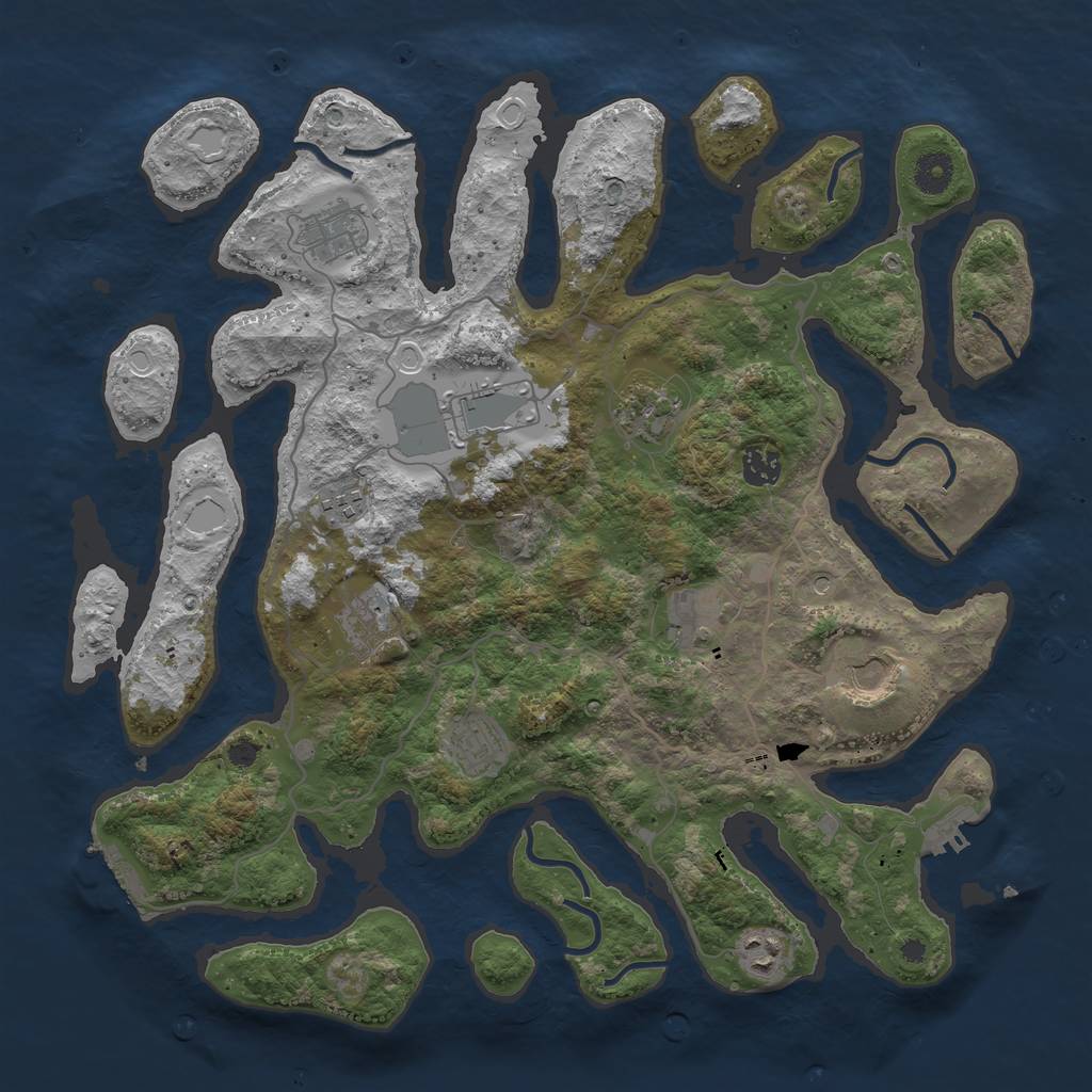 Rust Map: Procedural Map, Size: 4000, Seed: 3157286, 21 Monuments