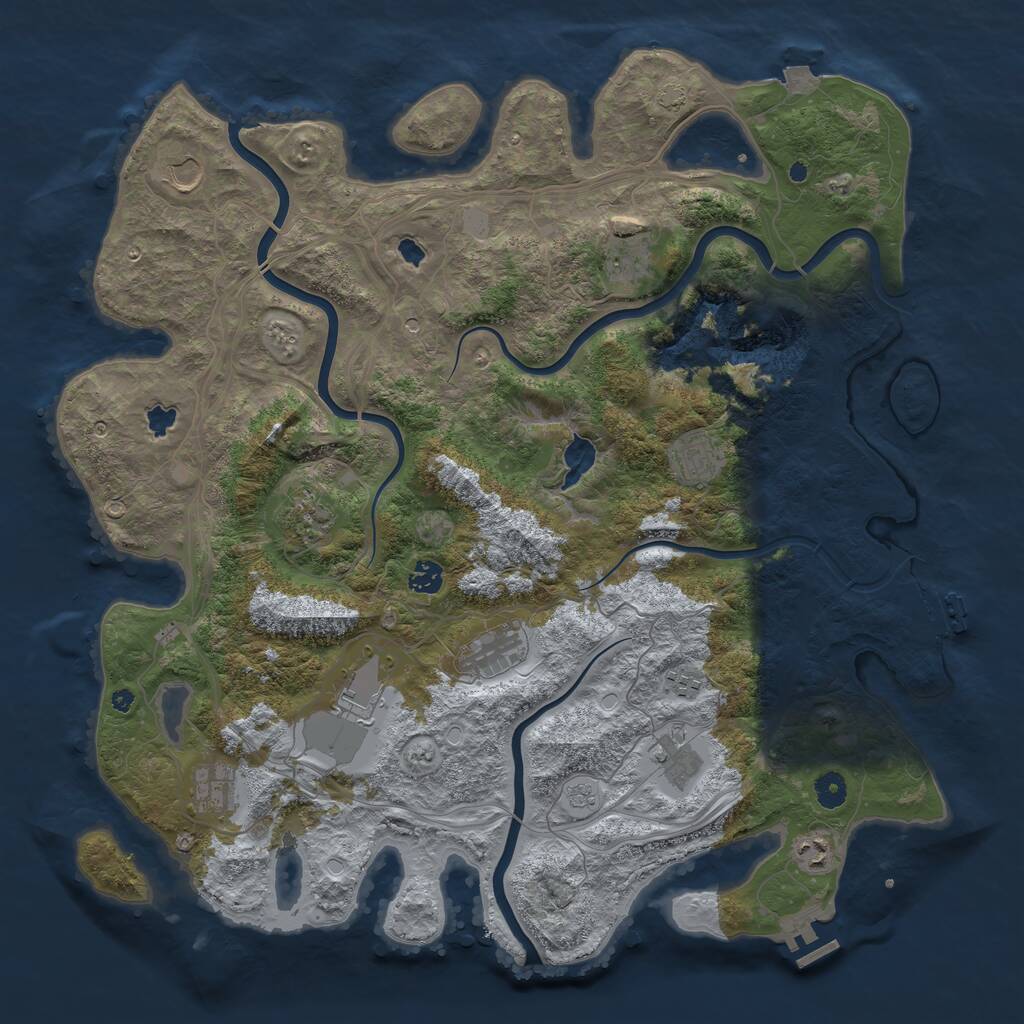 Rust Map: Procedural Map, Size: 4500, Seed: 43256, 17 Monuments