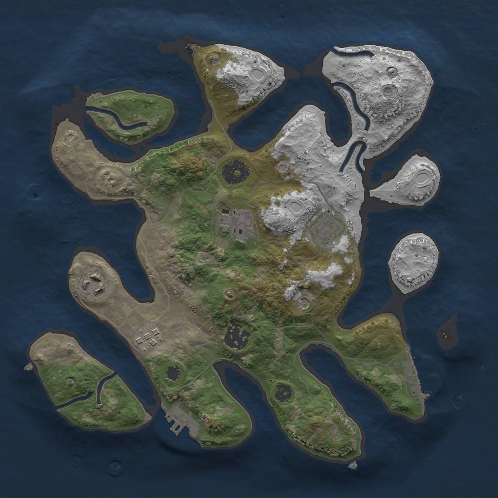 Rust Map: Procedural Map, Size: 3000, Seed: 309471173, 16 Monuments