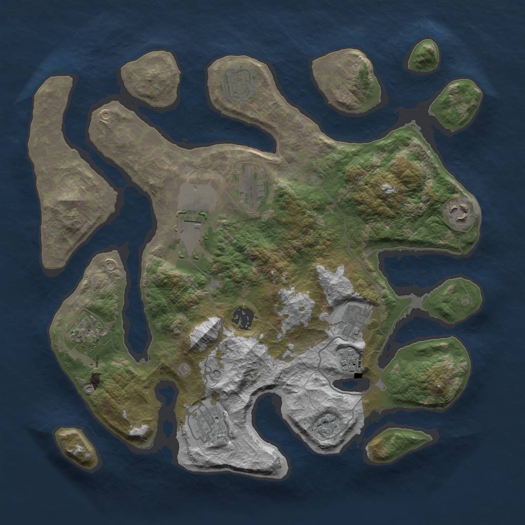 Rust Map: Barren, Size: 3600, Seed: 56, 12 Monuments