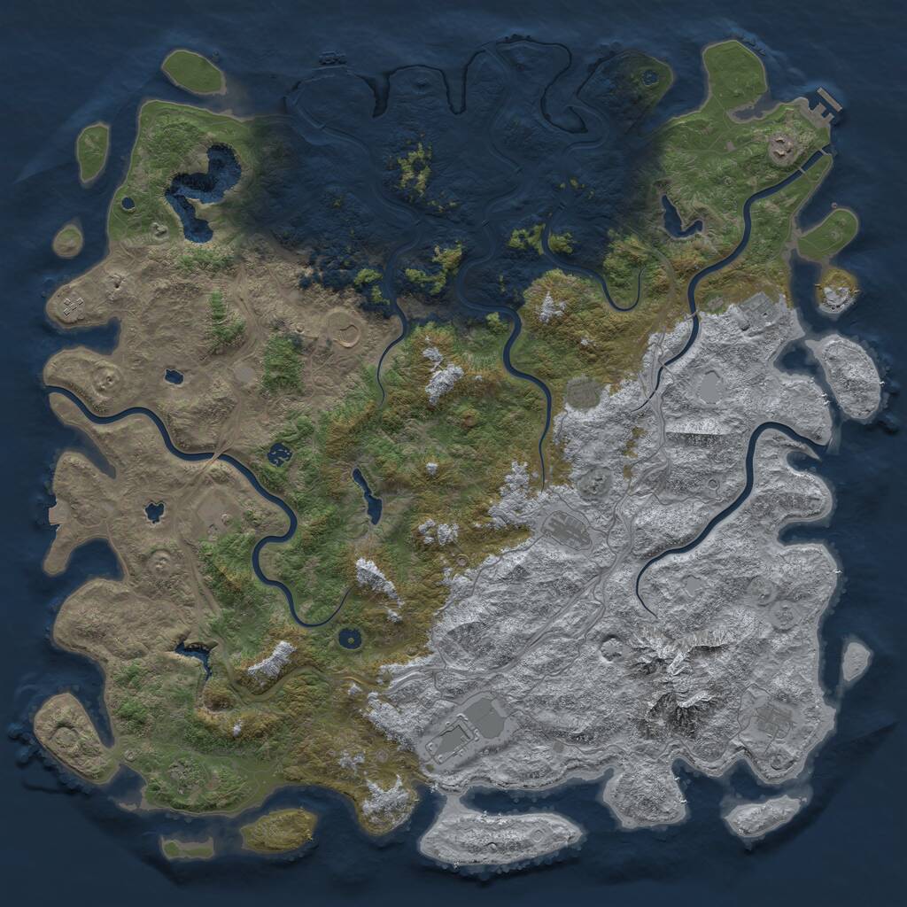 Rust Map: Procedural Map, Size: 6000, Seed: 540462352, 17 Monuments