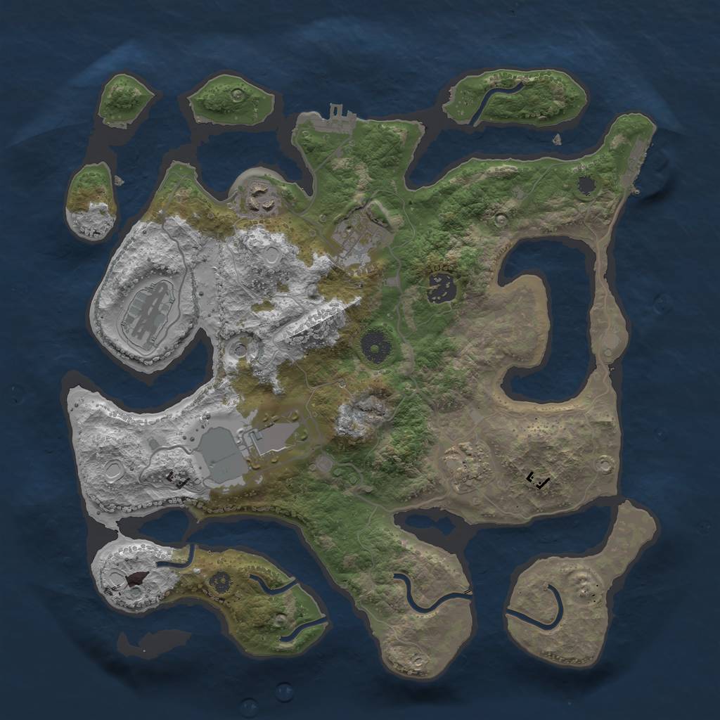 Rust Map: Procedural Map, Size: 3500, Seed: 1200649678, 17 Monuments