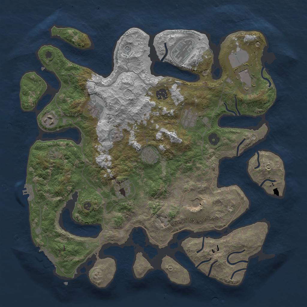 Rust Map: Procedural Map, Size: 4000, Seed: 1198081590, 21 Monuments