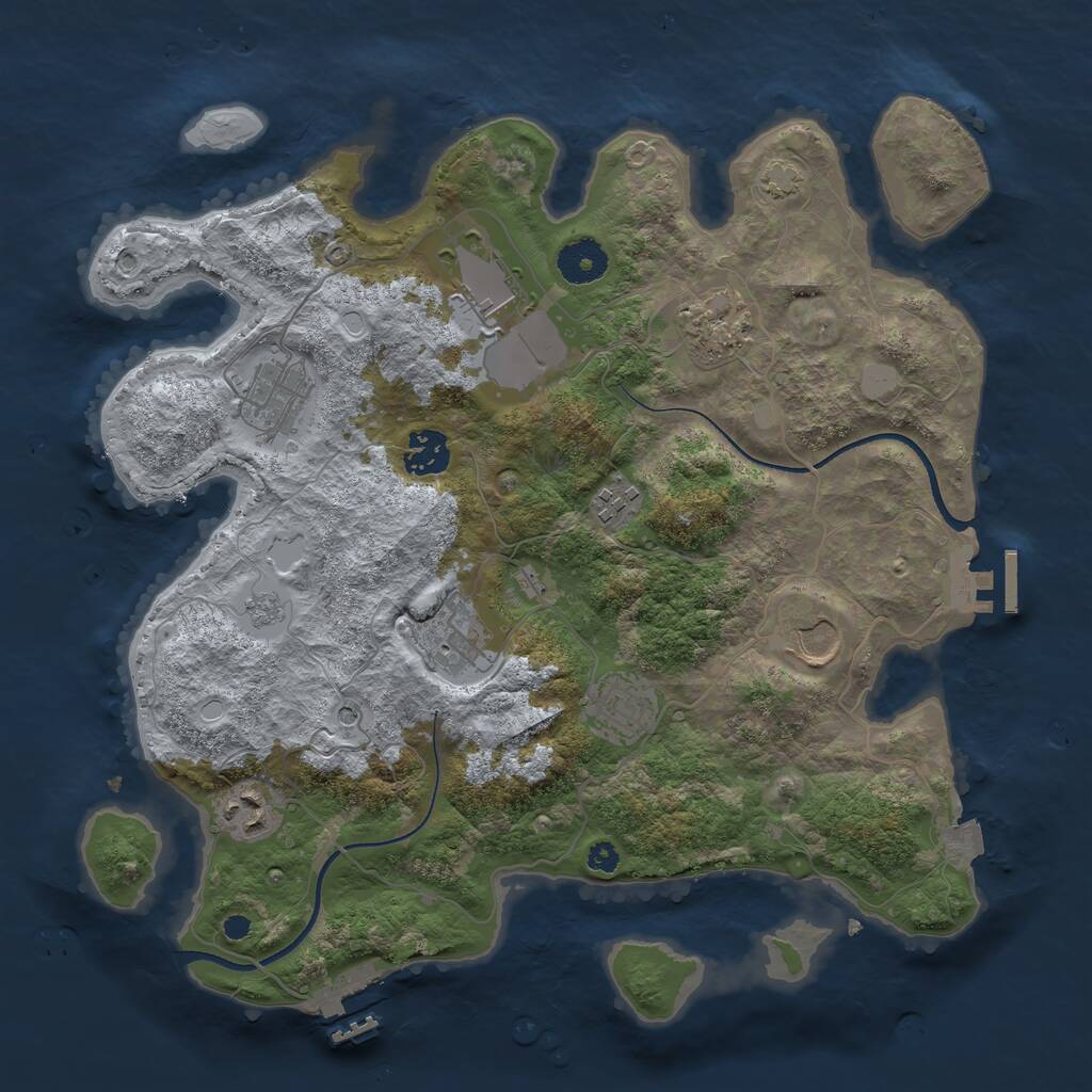 Rust Map: Procedural Map, Size: 3500, Seed: 838852107, 15 Monuments