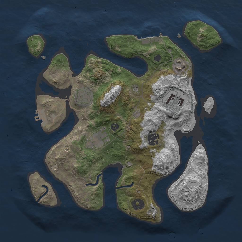 Rust Map: Procedural Map, Size: 3000, Seed: 75500, 16 Monuments