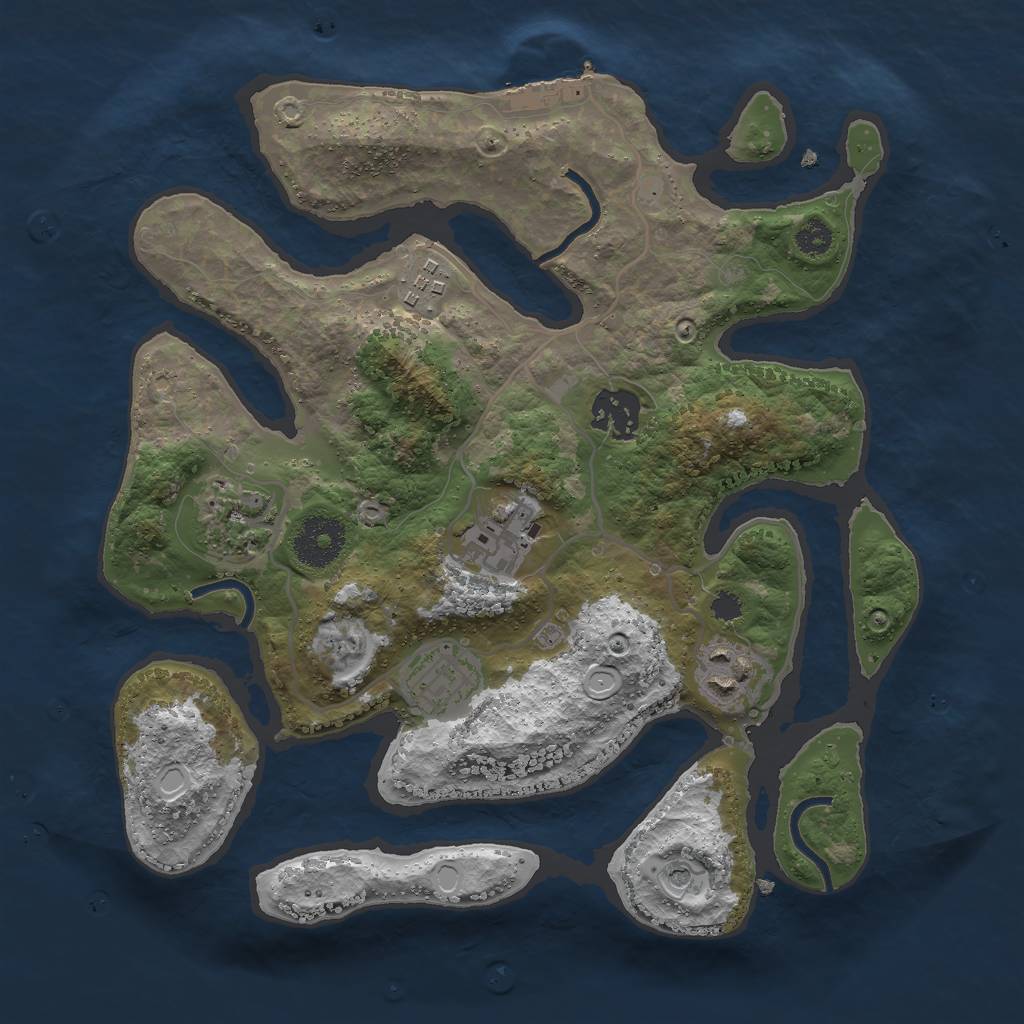 Rust Map: Procedural Map, Size: 3000, Seed: 1951365896, 16 Monuments