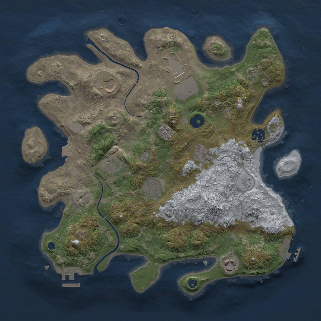 Rust Map: Procedural Map, Size: 3500, Seed: 4795959, 14 Monuments