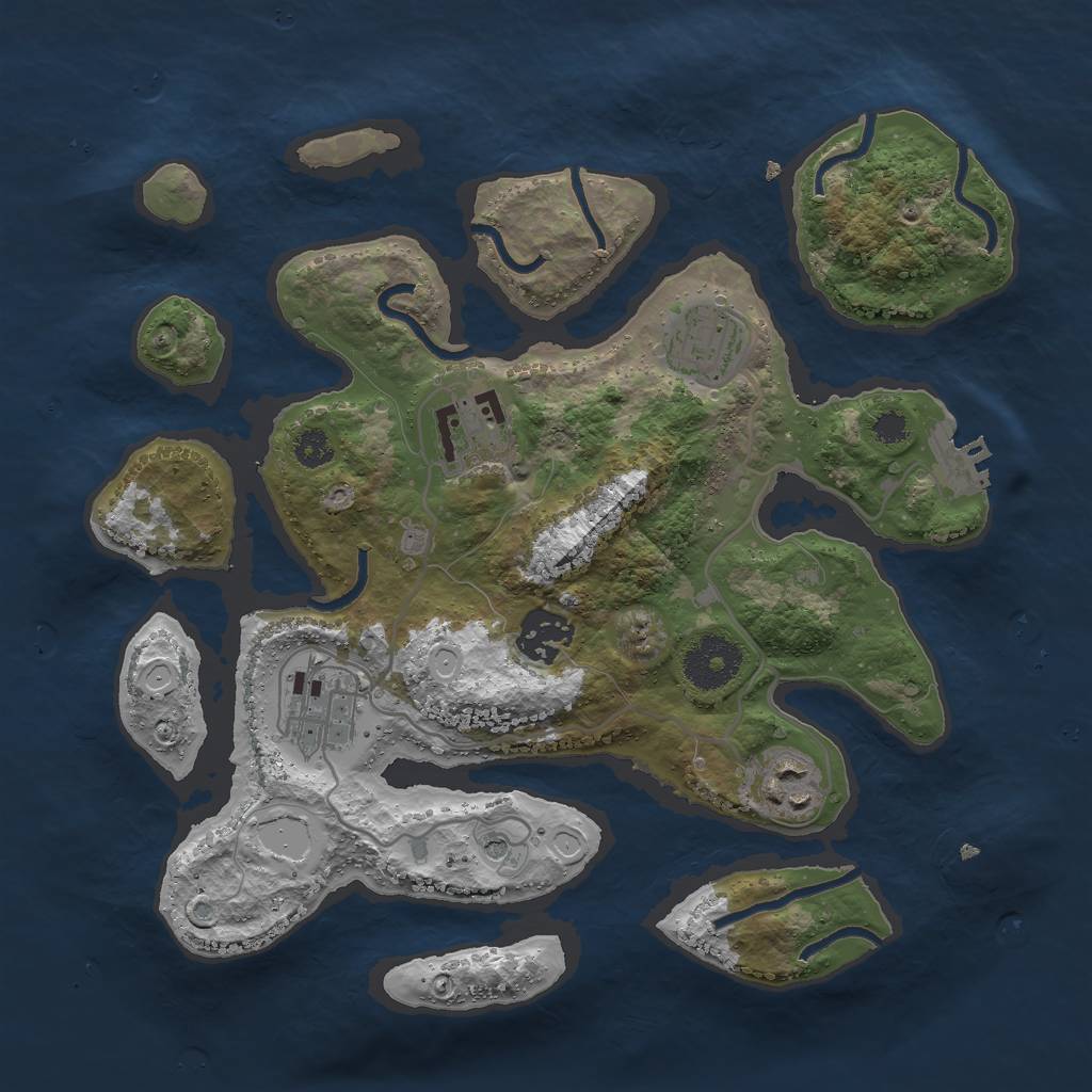 Rust Map: Procedural Map, Size: 3000, Seed: 29318485, 15 Monuments